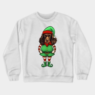 Funny Christmas Elf Boykin Spaniel Dog Crewneck Sweatshirt